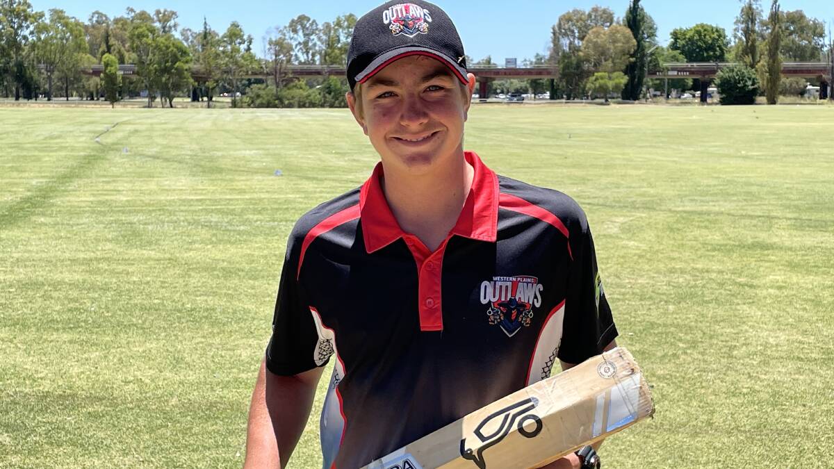 Western Plains Outlaws batter Cooper Giddings made a century at No.1 Oval on Monday afternoon. Picture by Tom Barber