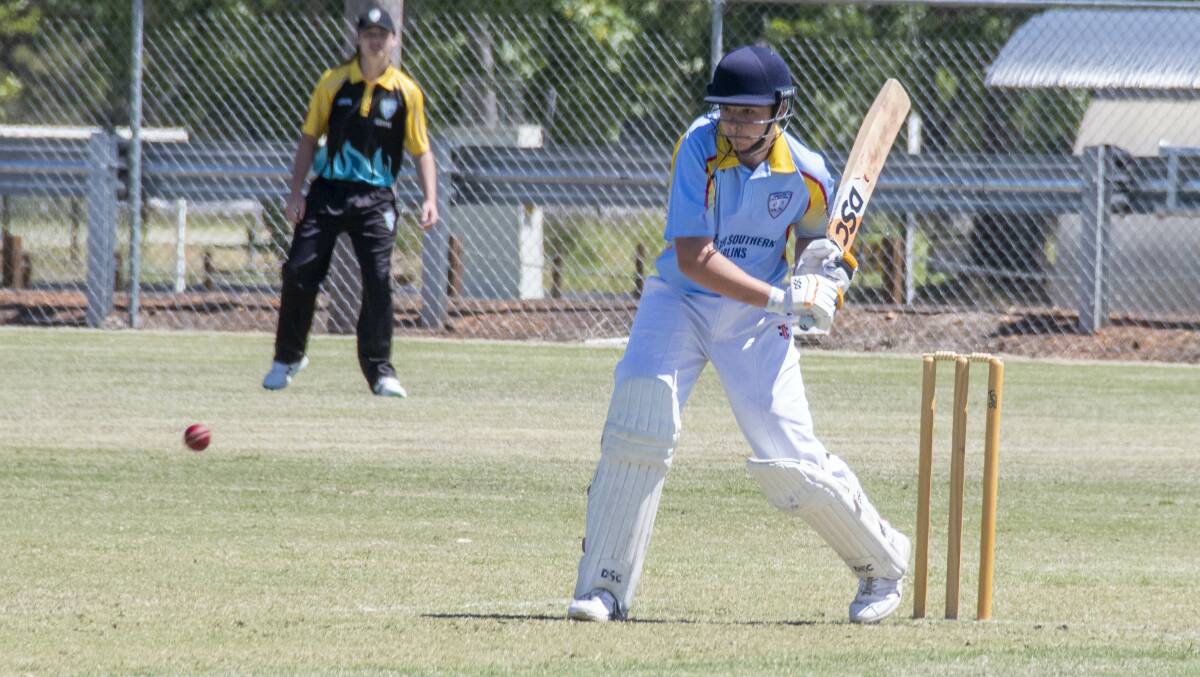 Elijah Guyatt looks to punish a short ball at Pavans Oval on Monday morning. Picture by Belinda Soole