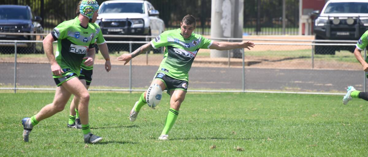 Narromine playmaker Doug Potter, pictured playing for Castlereagh earlier this year, scored a hat-trick for the Jets. Picture by Amy McIntyre