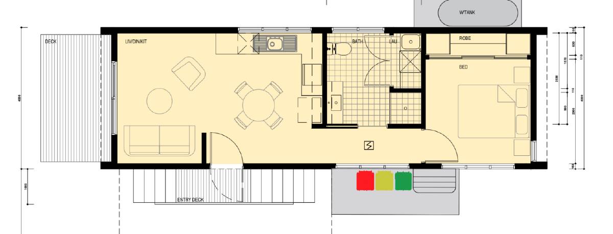 The floor plan for the units. 