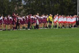 A minute silence was held before Mudgee took on Wellington. Picture by Tom Barber 