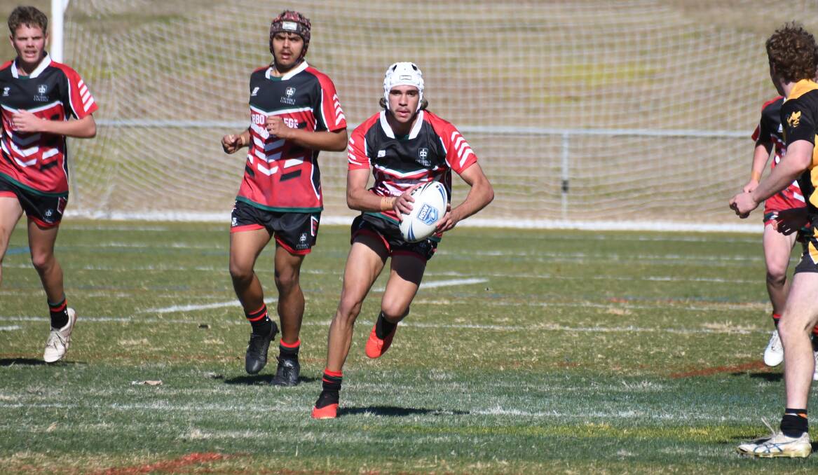 Dubbo College's Jace Baker starred in the boy's rugby league Astley Cup match. Picture Tom Barber