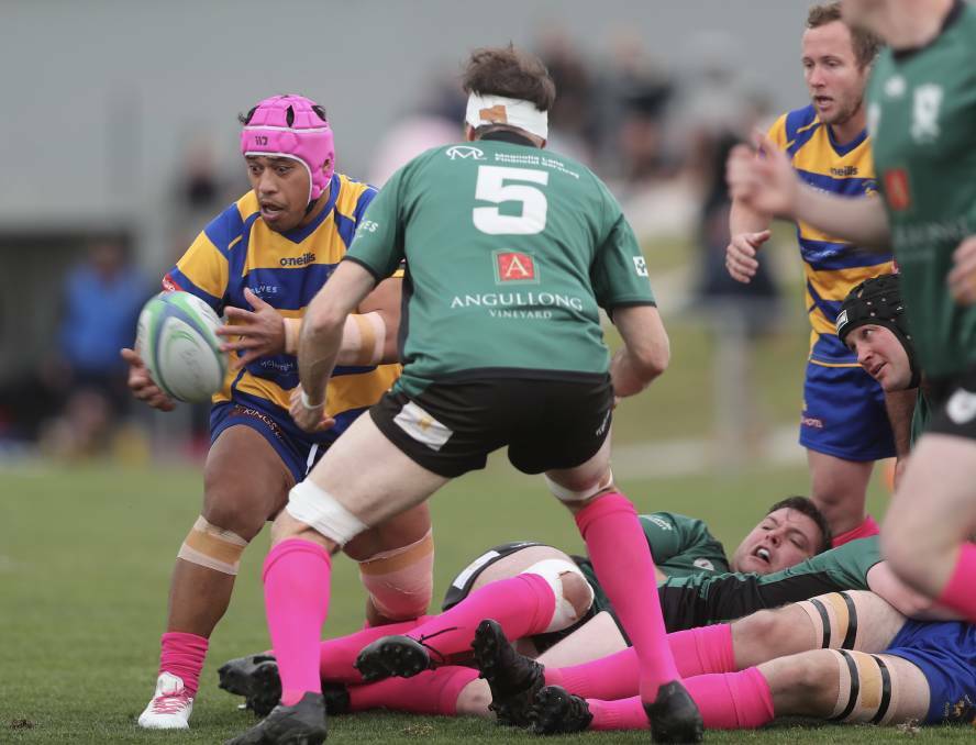 Bathurst Bulldogs prop Lamarn Ma'a in action against Orange Emus during their Round 6 clash. Picture by Phil Blatch
