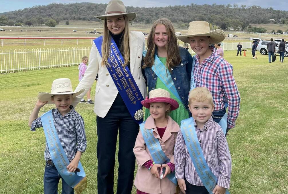 Eliza Whitely with other winners sashed at the Wellington Show. Picture supplied