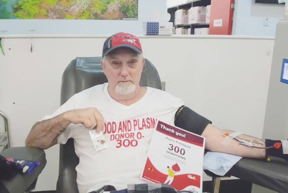 Kerry Felstead from Gilgandra has just made his 300th blood donation. Picture supplied