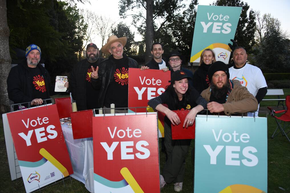 Members of the Dubbo for Yes group at the DREAM Festival on Saturday. Picture by Amy McIntyre