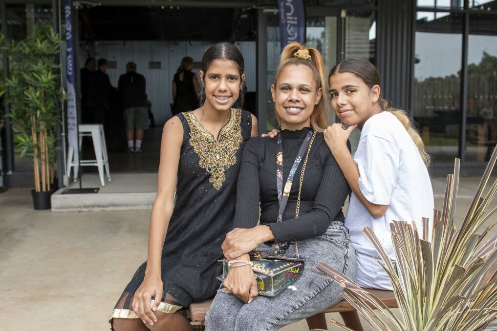 Danielle Gibson with daughters Tanarli and Nakayli Prasad at 13YARN's first birthday celebration in Dubbo. Picture by Belinda Soole