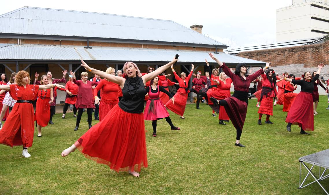 Dancers wore red and followed the choreography in Kate Bush's Wuthering Heights music video. Picture by Amy McIntyre