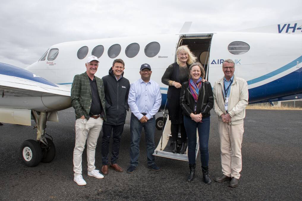 Shane Woods (Your Jet Life), Alex Cullen (Today Show), Mark Anthony (Your Jet Life), Marjorie Pagani (CEO, Angel Flight), Tracey Brunner and Ken Borchardt. Picture by Belinda Soole