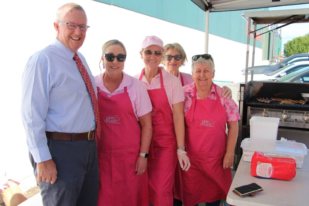 Federal Member for Parkes Mark Coulton with members of the Pink Angels in Dubbo. Picture supplied