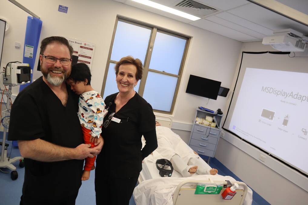 CREST Simulation Nurse Phil Cooper (holding Timmy the mannequin), CREST Manager and Senior Nurse Educator Gabrielle Arnold. Picture supplied