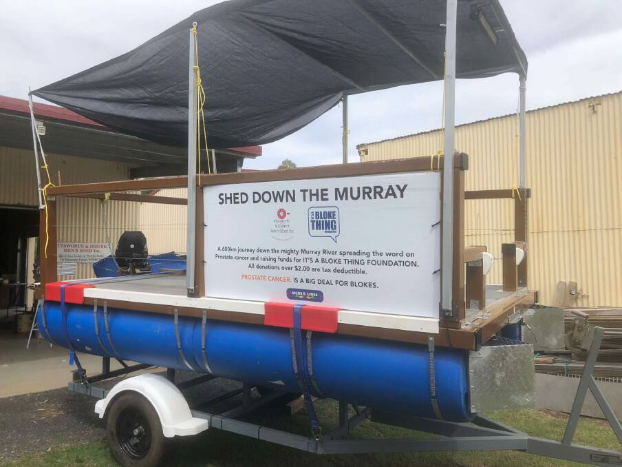 The Pittsworth and District Men's Shed's hand-made river raft. Picture supplied