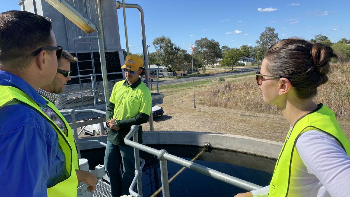 Member for Barwon Roy Buter (left) and water minister Rose Jackson (right) tour the Walgett water treatment plant on Friday. Picture supplied