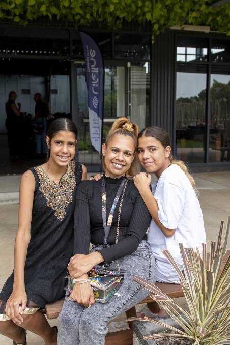 Danielle Gibson with daughters Tanarli and Nakayli Prasad at 13YARN's first birthday celebration in Dubbo. Picture by Belinda Soole