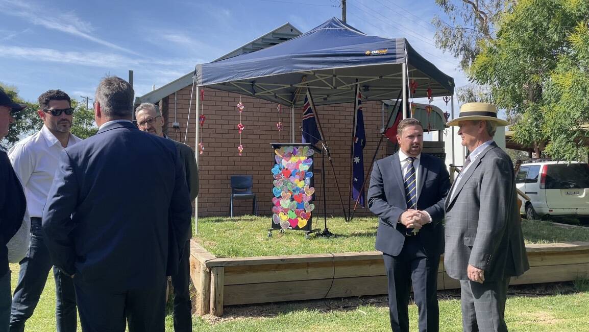 Cabonne Shire's mayor and deputy mayor, Kevin Beatty and Jamie Jones attended the Eugowra Reflection Service on November 14, 2023. Picture by Emily Gobourg.