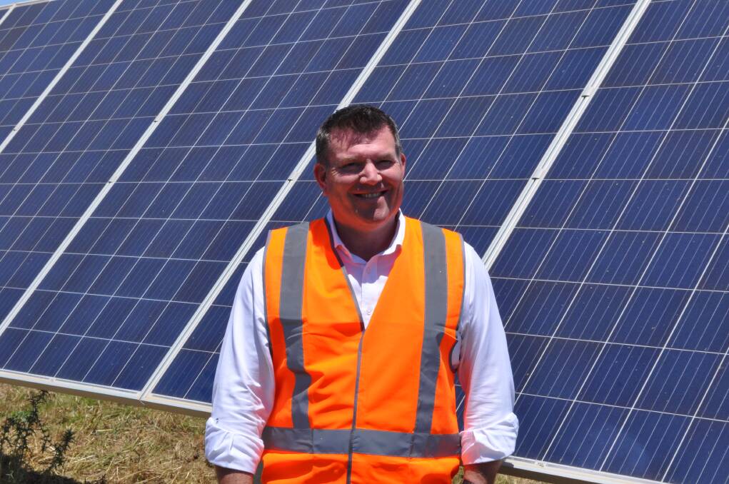 Dubbo MP Dugald Saunders at a solar farm in the Central West-Orana Renewable Energy Zone. Picture supplied