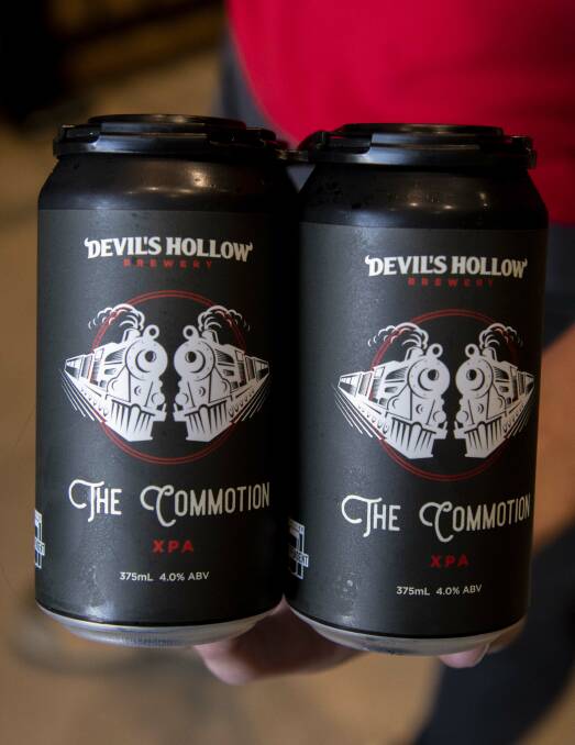 The latest brand in the can, The Commotion, concocted by artisan brewery, The Devil's Hollow. Picture by Belinda Soole