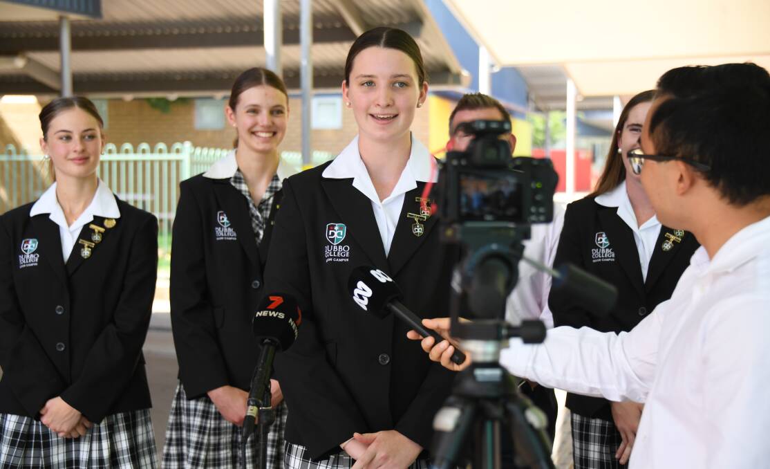 Dubbo College senior campus school captain Zoe McAneney and her fellow students were happy to talk about young women's health matters such as menstrual pain and costs of sanitary products with the media. Picture by Amy McIntyre