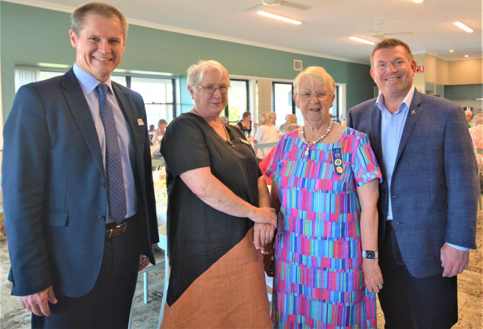 Dubbo mayor Mathew Dickerson (left), Country Women's Association state president Joy Beames, former state CWA president Ruth Shanks and Dubbo MP Dugald Saunders at the 100th Dubbo CWA High Tea celebration at the Oak Tree Retirement Village. Picture by Elizabeth Frias