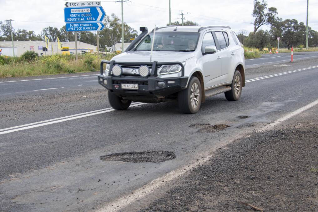Among the streets in Dubbo where potholes are causing problems to motorists. Picture by Belinda Soole