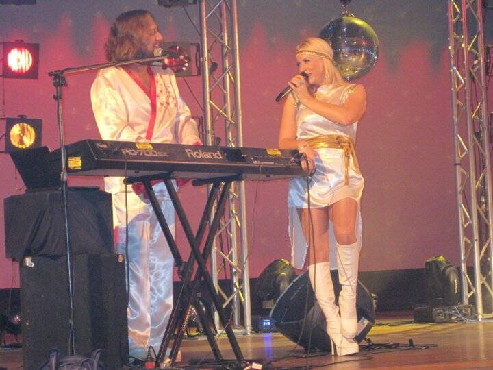 As iconic ABBA on stage, Damian Wynne as Benny and Sarah Wynne as Agneta. Picture Supplied
