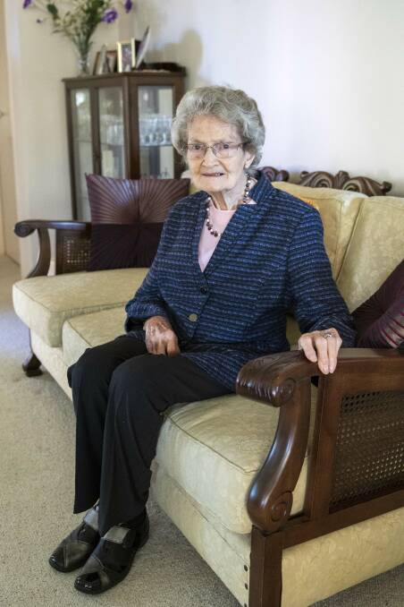 Ruby Riach OAM pictured at her home in Dubbo NSW on April 3, 2023. Picture by Belinda Soole