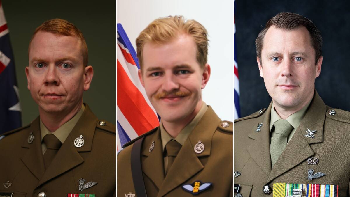 Four servicemen are confirmed dead including (L-R) Alex Naggs, Maxwell Nugent and Joseph Laycock.