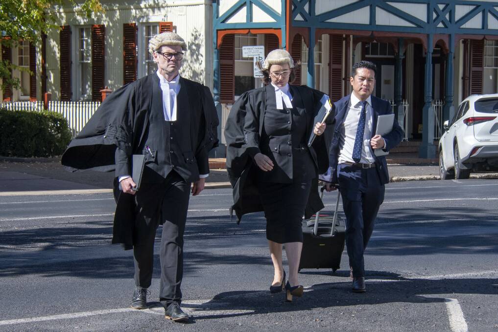 The defence team in the Craig Rumsby trial led by barrister Nicholas Broadbent (left). Picture by Belinda Soole