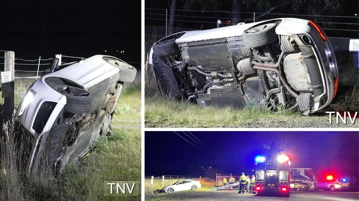Pictures of the rolled Audi on Dairy Creek Road.