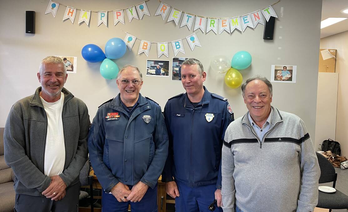 Geoff Bolton, Bob Whitney, Paul Beard and Dave Sheens, at Bob's send off in Bega. Picture by Sam Armes. 