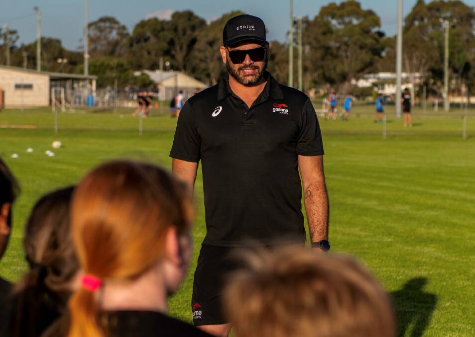 Greg Inglis will be in Bathurst on Tuesday with his Goanna Academy, which shines a spotlight on mental health. Picture supplied
