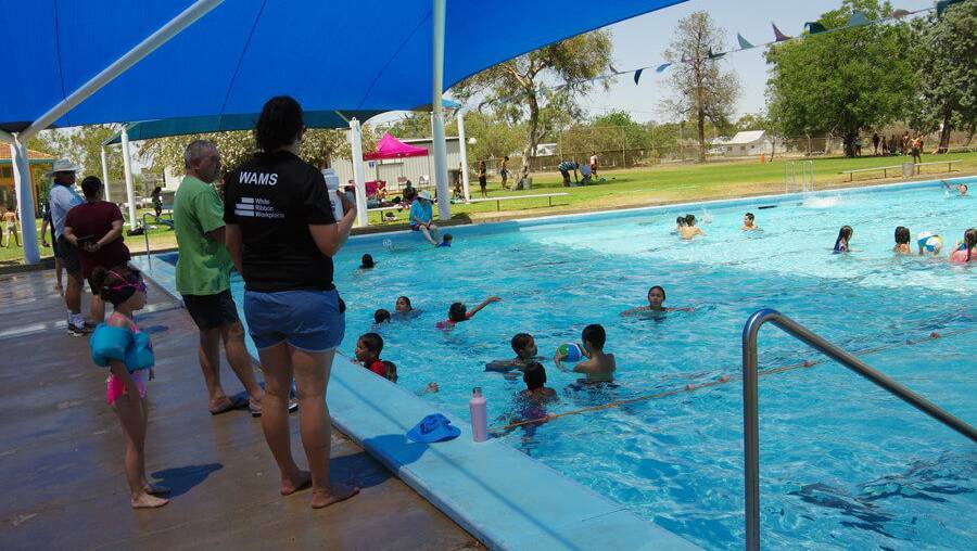 Walgett Memorial Swimming Pool often attracts many local visitors during the summer time. Picture by Dharriwaa Elders Group 