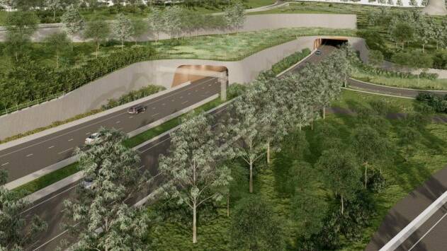 A previous "indicative visual concept" of the Blackheath portal for the twin tunnels to Little Hartley looking westbound. 