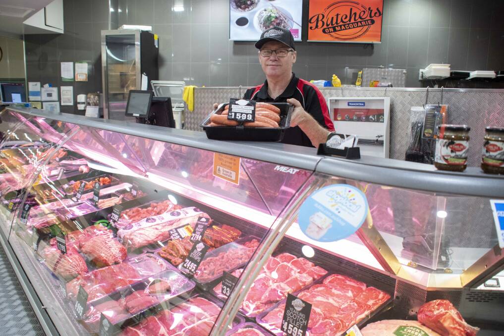 Butchers on Macquarie's Geoff Mulholland said he can see people watching their pennies at the moment. Picture by Belinda Soole