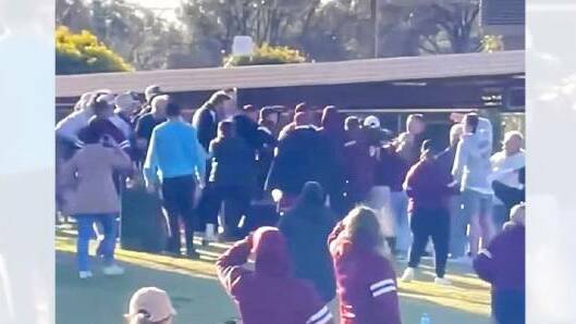 A snippet of the fight in the crowd at Spooner Oval. 