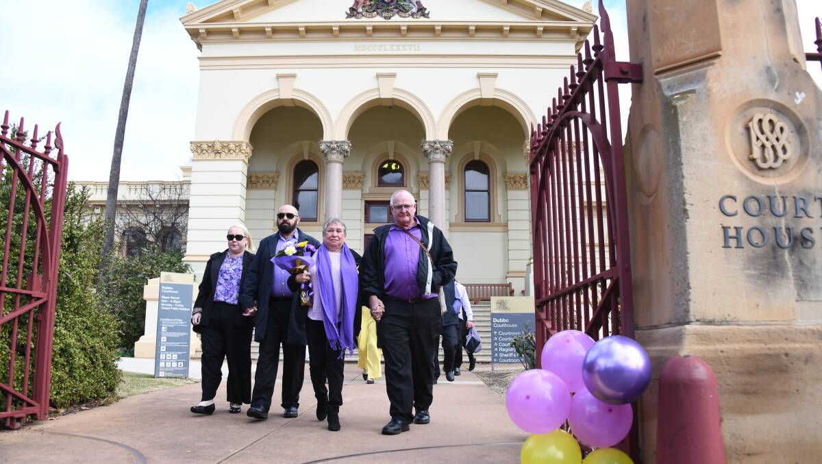 The Bright family and their friends and family leave the Dubbo court house following Friday's verdict. Picture by Amy McIntyre.
