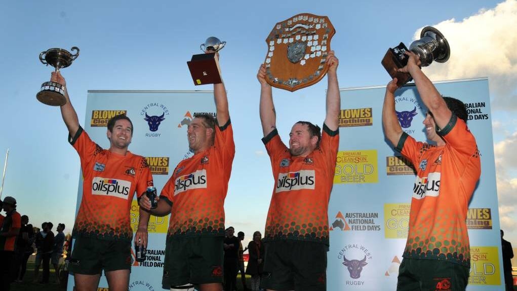 Sam Coote, Chris Barrett, Josh Tremain and Michael Sparks following the Lions' incredible 2013 Blowes Clothing Cup premiership winning campaign. Picture by Steve Gosch