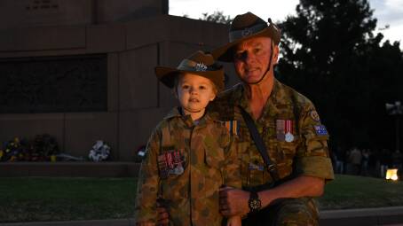 Harlow and Mark Ryan at the dawn service in Victoria Park. 