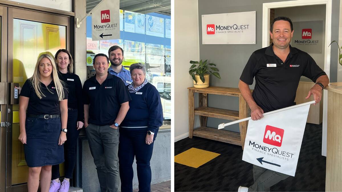 Matt Wright, franchise owner of MoneyQuest Dubbo (right) and with the MoneyQuest Dubbo team. Pictures supplied