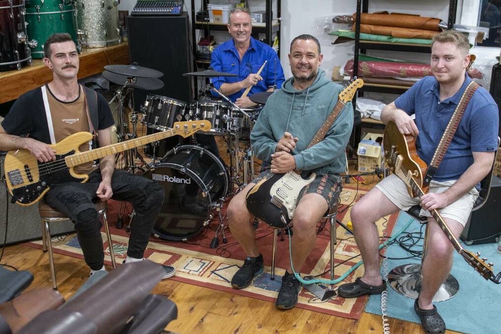 James Collingridge, Shaun Nugent, Jason Webb and George Caldin - members of Where's Andy, the Dubbo hospital band, which will be playing at the Dubbo Show in May. Picture by Belinda Soole