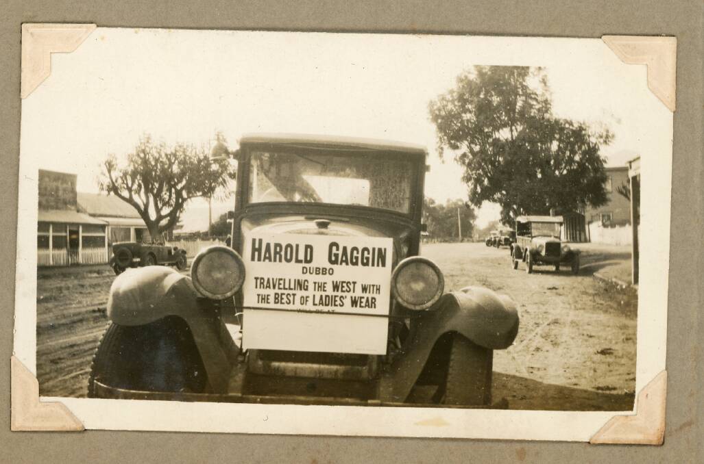 Harold Gaggin: Travelling the West with the best of ladies wear. This photograph shows Mr Gaggin of Dubbo's travelling sales business. Picture from Sydney Jewish Museum Collection, donated by William Ross Harris