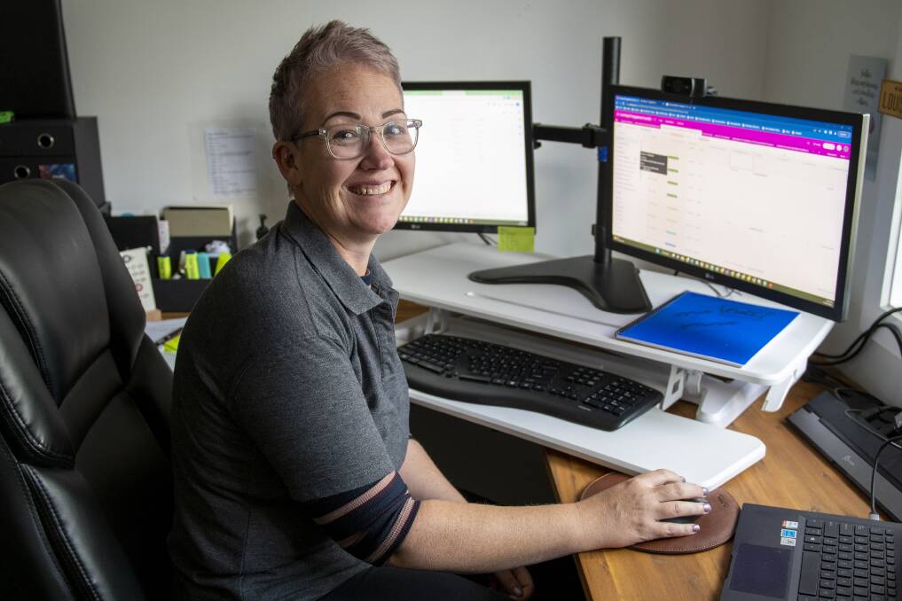 Louise Mathieson, owner of virtual assistant business The Administration Agency, hires other Dubbo mums who want to work from home. She is pictured in her home office. Picture by Belinda Soole