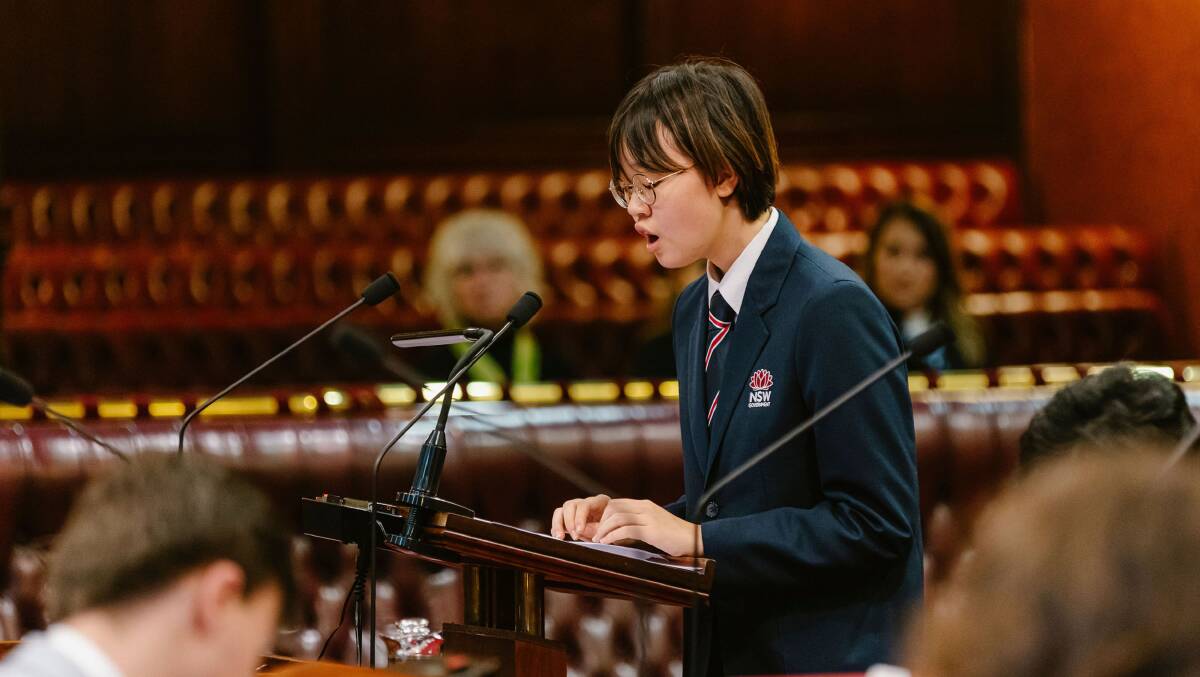 Youth Parliamentarians have the chance to debate their recommendations during a mock sitting week in NSW Parliament House chaired by Ministers of Parliament. Picture supplied