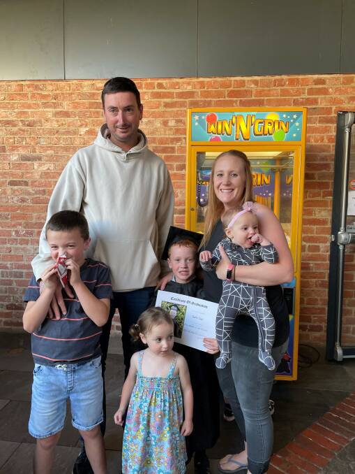 Sam Coyle with her husband Jason and four children. Picture supplied