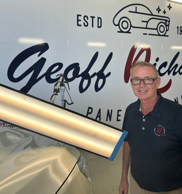 Todd Richards, owner of Geoff Richards Panel Beating in Dubbo, said it could take up to 12 months to fix the storm-damaged cars he already had booked-in. Picture supplied