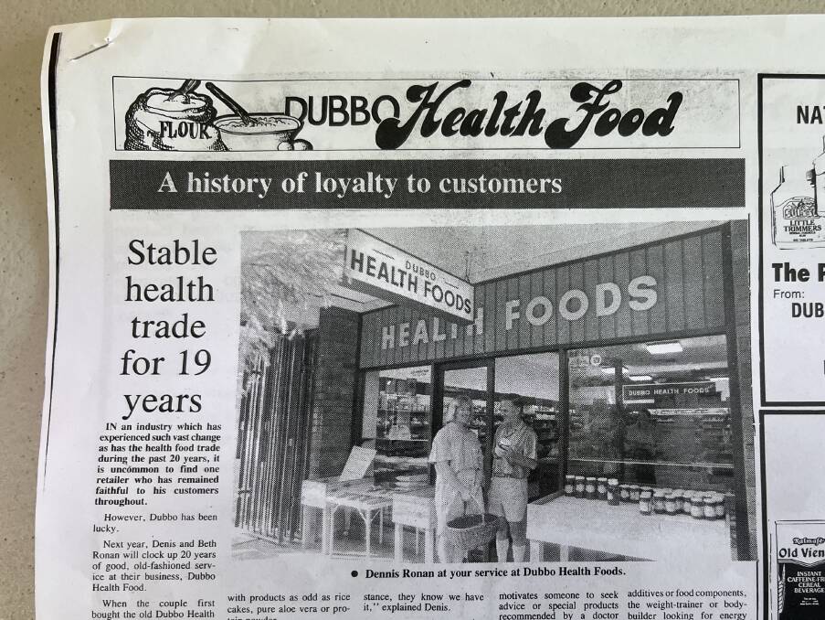 An article in the Orana Shopper, March 16, 1988, on Dubbo Health Food. Picture supplied