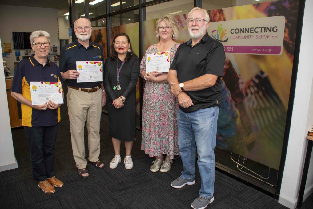 Debbie McCreadie of West Dubbo Rotary, Tony Geraghty of South Dubbo Rotary, Michelle Redden, Susie Rowley of Dubbo Macquarie Rotary and Neil Sharkey. Picture by Belinda Soole