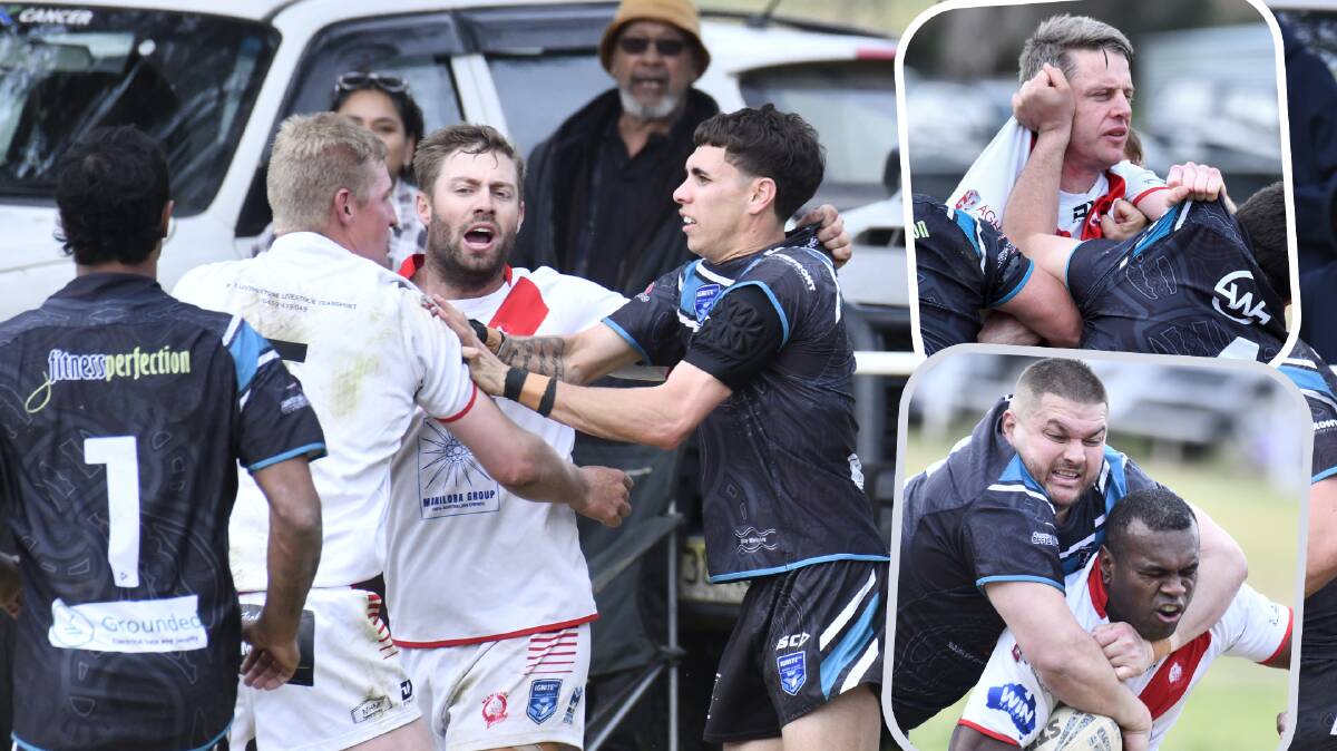 There was plenty of action at Jack Huxley Oval on Saturday as the Manildra Rhinos hosted the Orange United Warriors. Picture by Carla Freedman