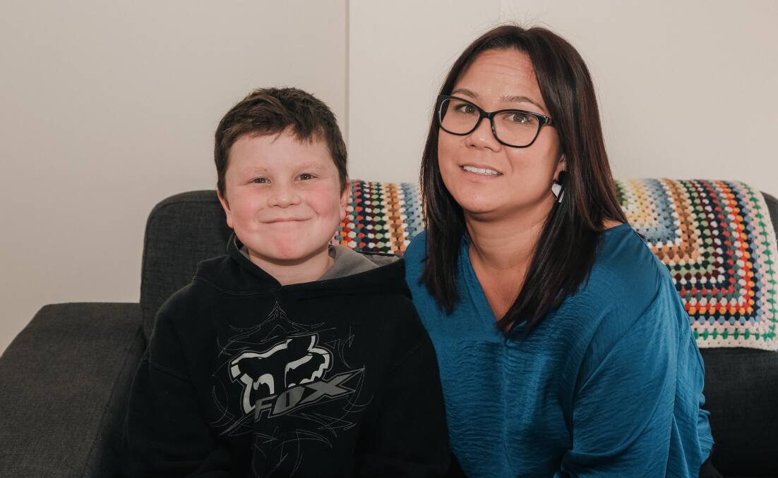 Nine-year-old Beau Colley with his mother Hanna Colley. Picture by James Arrow