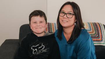 Nine-year-old Beau Colley with his mother Hanna Colley. Picture by James Arrow